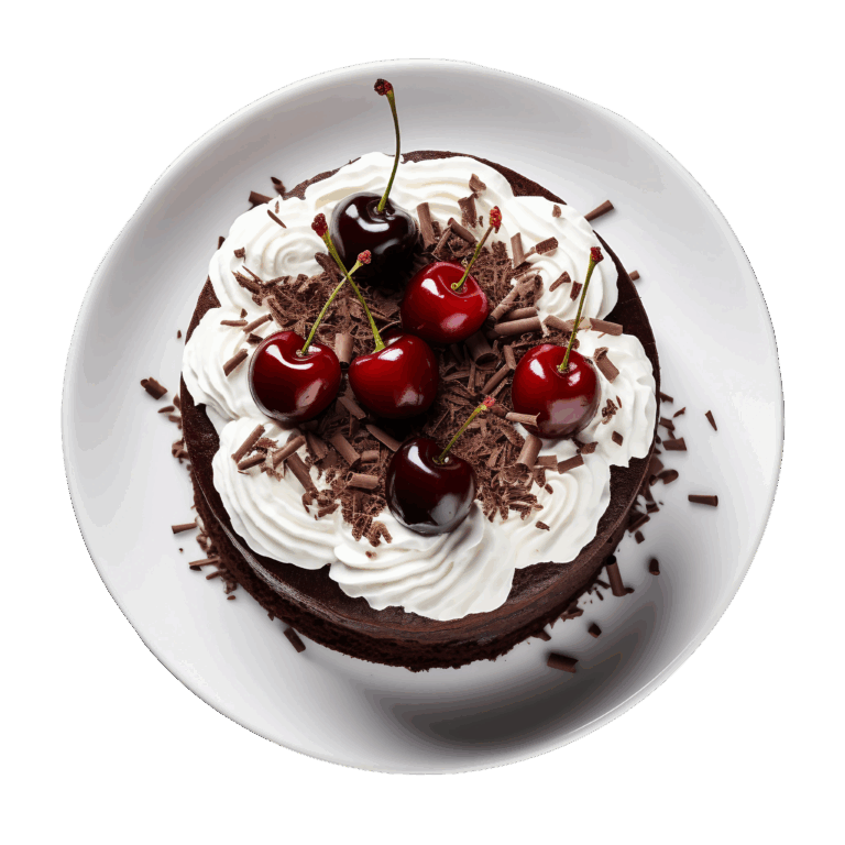 vecteezy ai generated black forest cake on a white plate on 36498527
